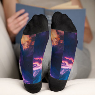 Abstract Space Nebula Art - Colorful Cosmic Socks
