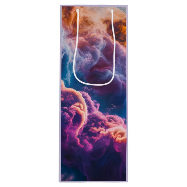 Abstract Space Nebula Art - Colorful Cosmic Wine Gift Bag (Front)