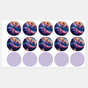 Abstract Space Nebula Art - Colorful Labels
