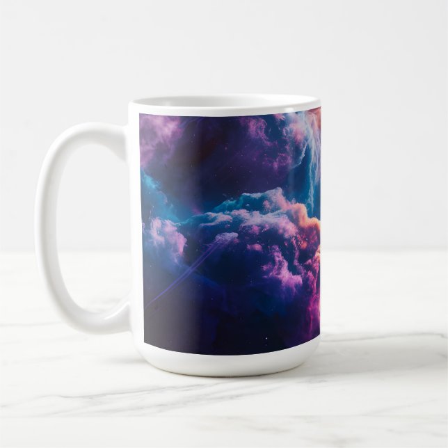 Abstract Space Nebula Art - Colourful Cosmic Coffee Mug (Left)