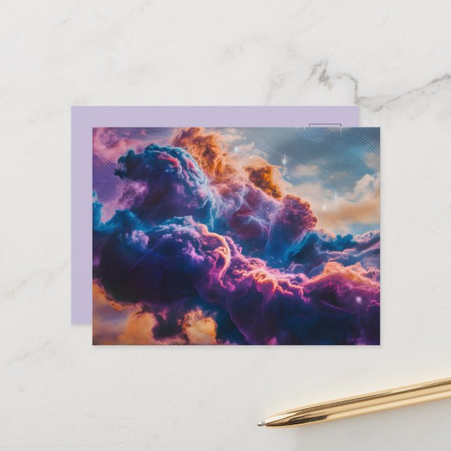 Abstract Space Nebula Art - Colourful Cosmic Postcard (Front/Back In Situ)