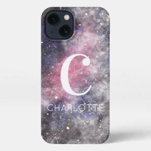 Abstract space personalised monogram name iPhone 13 case