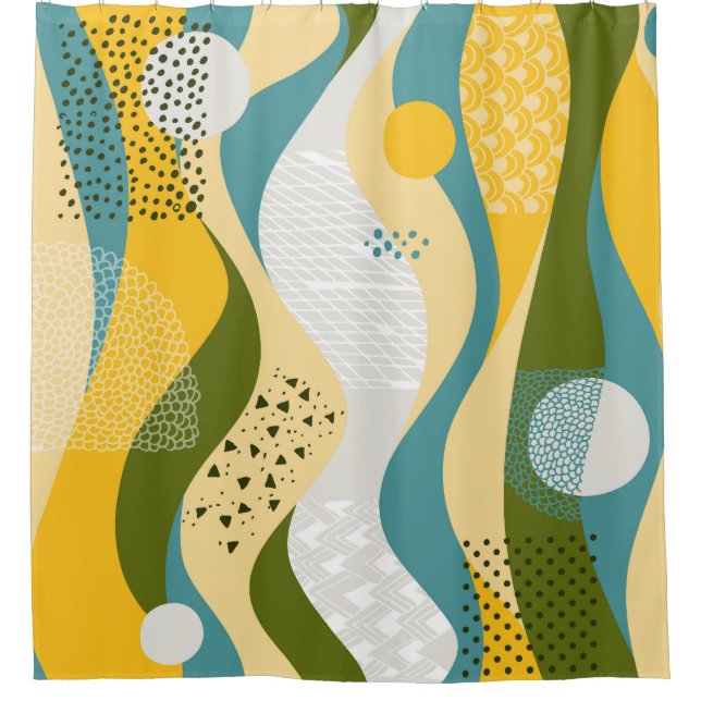 Abstract Space: Smooth Line Ornaments. Shower Curtain (Front)