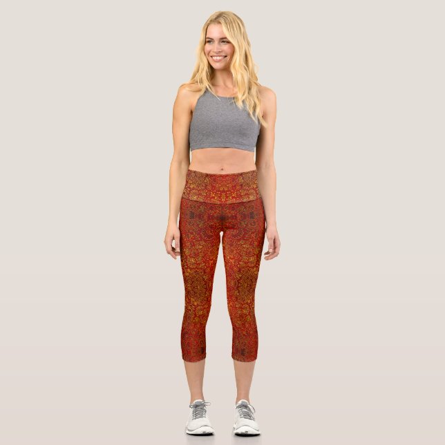 Abstract sparkle beautiful edgy amber samples capri leggings (Front)