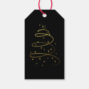Abstract Sparkling Gold, Black Christmas Tree Gift Gift Tags