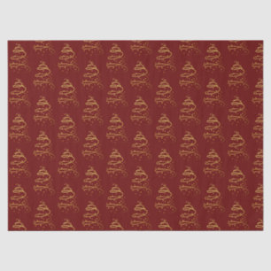 Abstract Sparkling Gold, Burgundy Christmas Tree Tissue Paper