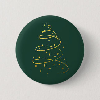 Abstract Sparkling Gold, Green Christmas Tree 6 Cm Round Badge