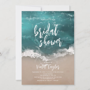 Abstract sparkling moody ocean beach Bridal Shower Invitation