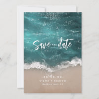 Abstract sparkling moody ocean beach wedding