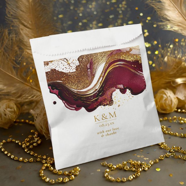 Abstract Sparkling Wedding Wine Red ID1018 Favour Bag (Creator Uploaded)