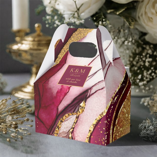 Abstract Sparkling Wedding Wine Red ID1018 Favour Box (Creator Uploaded)