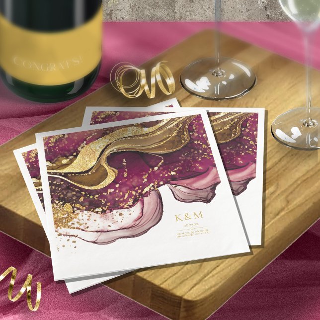 Abstract Sparkling Wedding Wine Red ID1018 Napkin (Creator Uploaded)