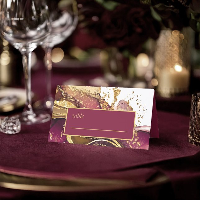 Abstract Sparkling Wedding Wine Red ID1018 Place Card (Creator Uploaded)