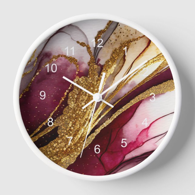 Abstract Sparkling Wine Red ID1018 Clock (Front)
