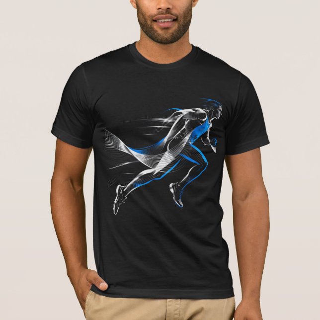 Abstract Speed Runner Athletic Motion Art Design T-Shirt (Front)