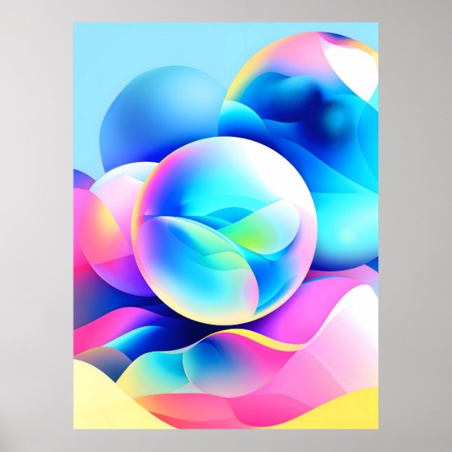 Abstract Spheres: Colourful Modern Art Design Poster (Front)