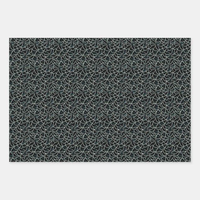 Abstract Spiderwebs and Dots Pattern Wrapping Paper Sheet (Front)