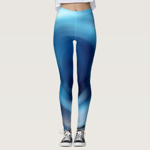 Abstract Spiral Blue Gradient Digital Art Leggings