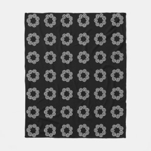 Abstract Spiral Circle Pattern on Black Fleece Blanket