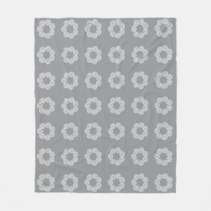 Abstract Spiral Circle Pattern on Grey Fleece Blanket