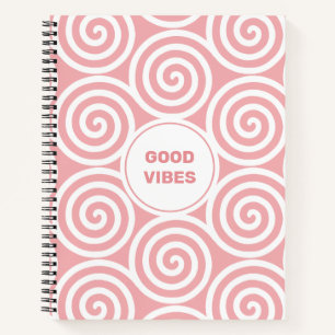 Abstract Spiral Circles in Light Pink & White Notebook