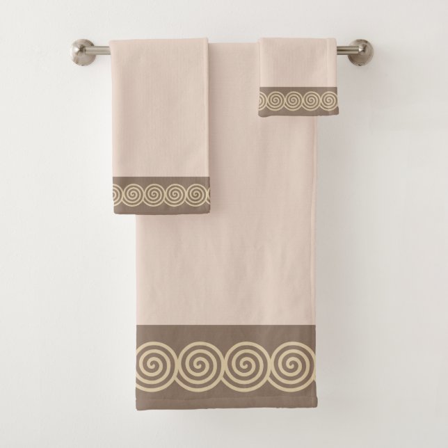 Abstract Spiral Circles on Light Beige Shades Bath Bath Towel Set (Insitu)
