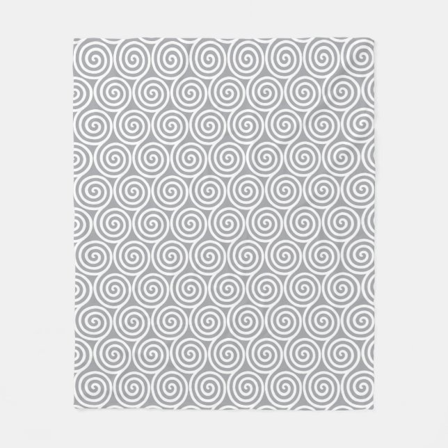 Abstract Spiral Circles on Quick Silver Grey Fleece Blanket (Front)