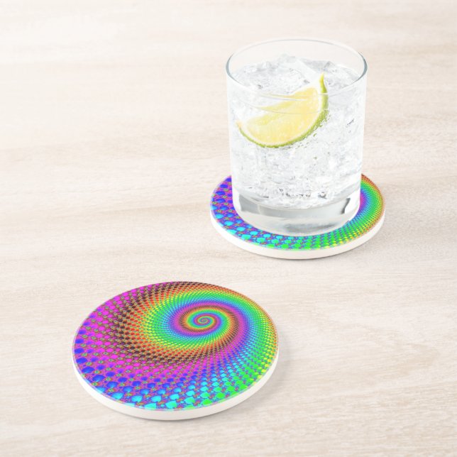 Abstract Spiral Fractal Coaster (Side)