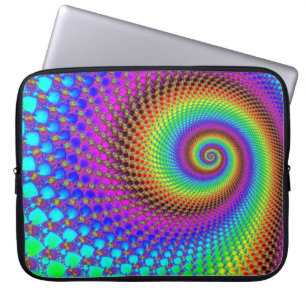 Abstract Spiral Fractal - neon coloured Laptop Sleeve