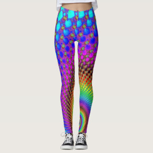 Abstract Spiral Fractal - neon coloured Leggings