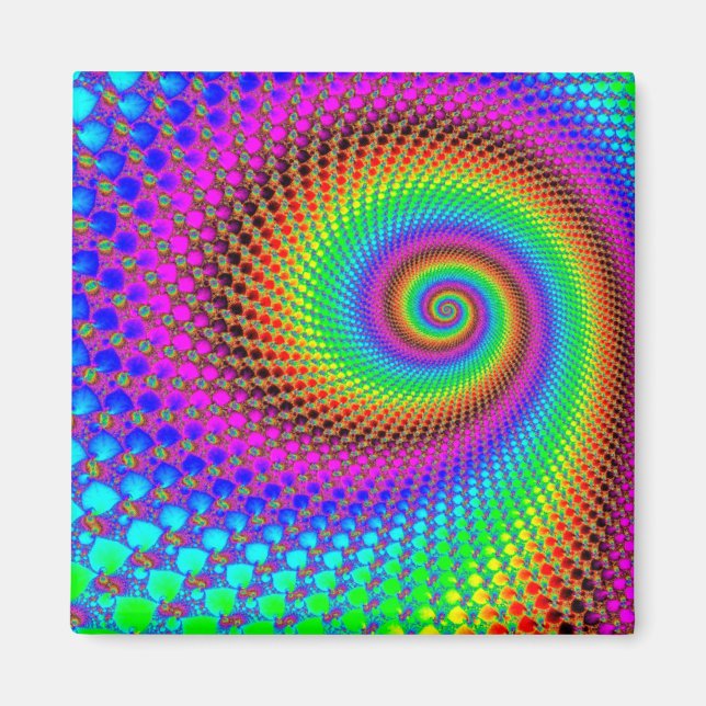 Abstract Spiral Fractal - neon coloured Magnet (Front)