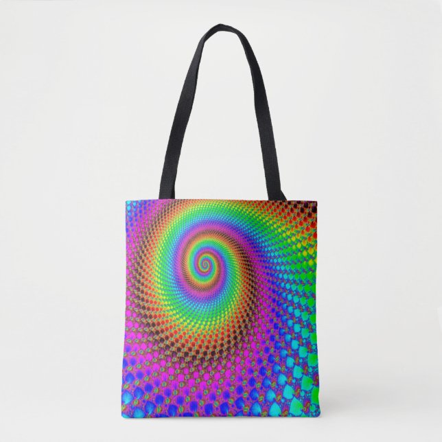 Abstract Spiral Fractal - neon coloured Tote Bag (Front)