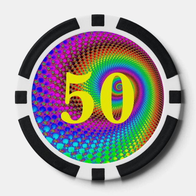 Abstract Spiral Fractal Poker Chips (Front)