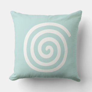 Abstract Spiral in Light Blue & White Cushion