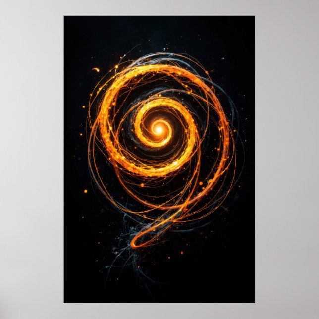 Abstract Spiral of Light Energy on Black  Poster (Front)