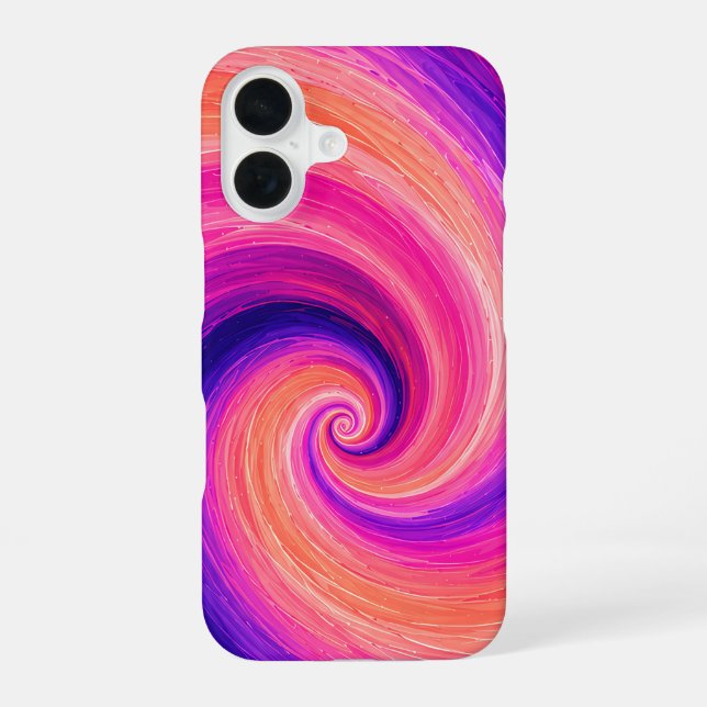 Abstract Spiral Paint Swirl Pattern iPhone 16 Case (Back)
