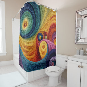 Abstract Spiral Pattern Colorful 3D Swirl Texture Shower Curtain