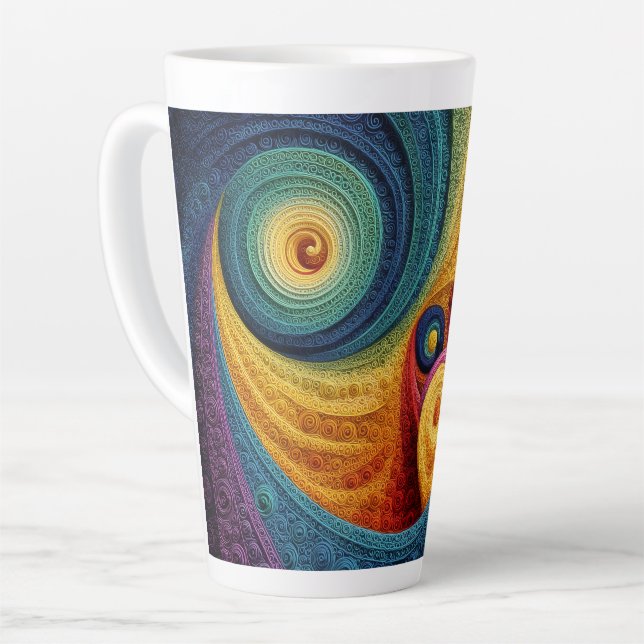 Abstract Spiral Pattern Colourful 3D Swirl Texture Latte Mug (Left Angle)