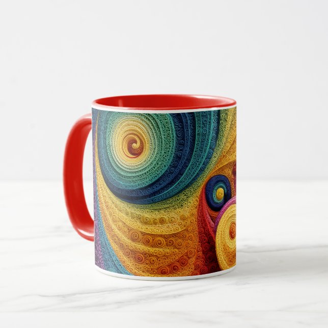 Abstract Spiral Pattern Colourful 3D Swirl Texture Mug (Front Left)