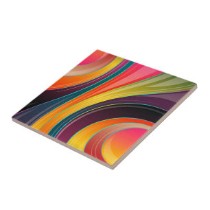 Abstract spiral rainbow colourful design tile