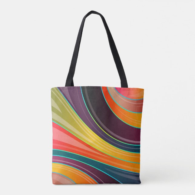 Abstract spiral rainbow colourful design tote bag (Back)