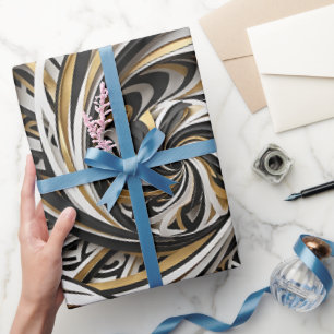 Abstract Spiral Staircase Gold Wrapping Paper
