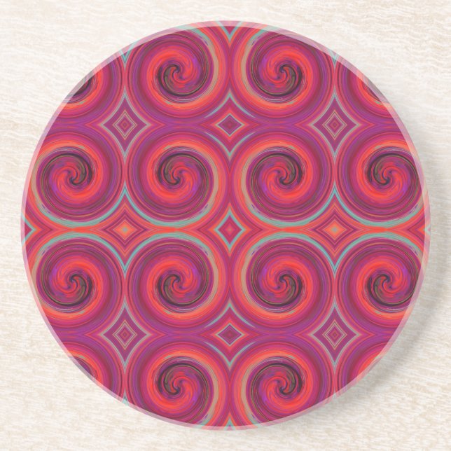Abstract Spiral Swirl Pattern Coaster (Front)