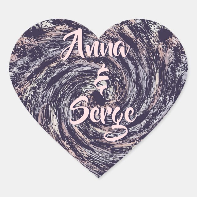 abstract spiral texture.text. heart sticker (Front)