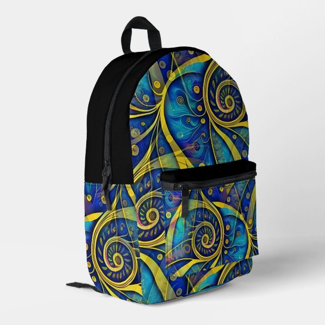 Abstract Spirals of Energy - seamless pattern 1 Printed Backpack (Back Corner Left)