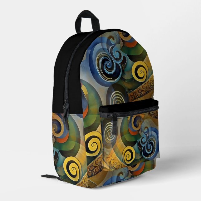 Abstract Spirals of Energy - seamless pattern 3 Printed Backpack (Back Corner Left)
