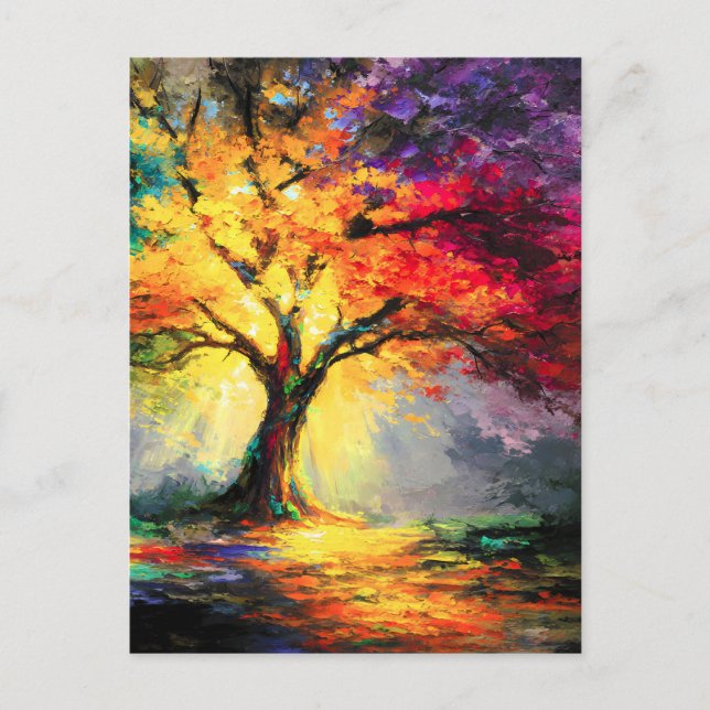 Abstract Spiritual Nature Tree of Life Announcement Postcard (Front)