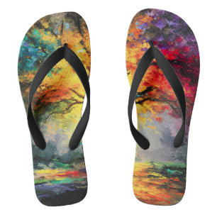 Abstract Spiritual Nature Tree of Life Thongs