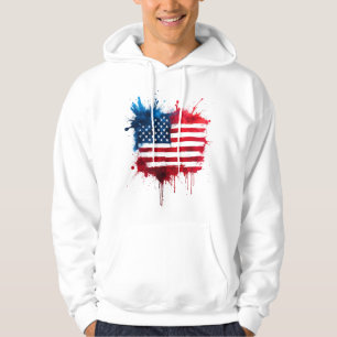 Abstract Splash American Flag Hoodie