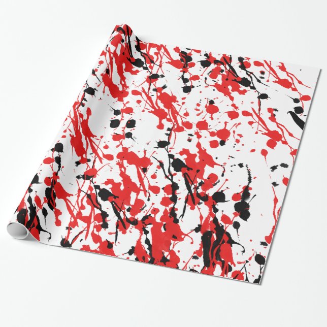 Abstract Splash and Drip Wrapping Paper (Unrolled)